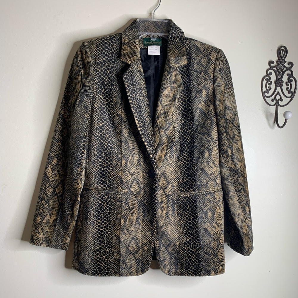 Harvé Benard Fleece Snake Print Blazer Sz 4/6